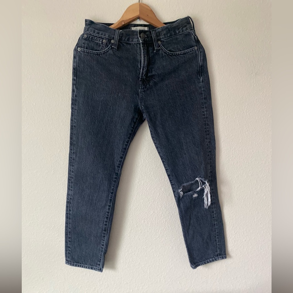 Madewell Women’s Vintage Ankle StraightFit Distressed BlackWash Jeans Size 26